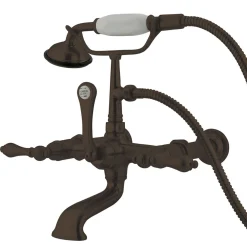 Kingston Brass Vintage Wall Mount Clawfoot Tub Filler Faucet with Hand Shower and with 7