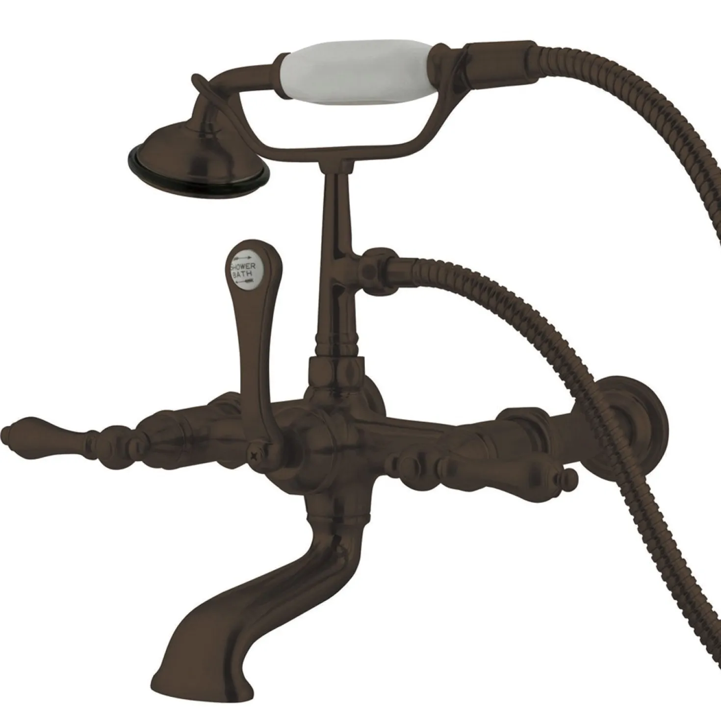 Kingston Brass Vintage Wall Mount Clawfoot Tub Filler Faucet with Hand Shower and with 7" Spread