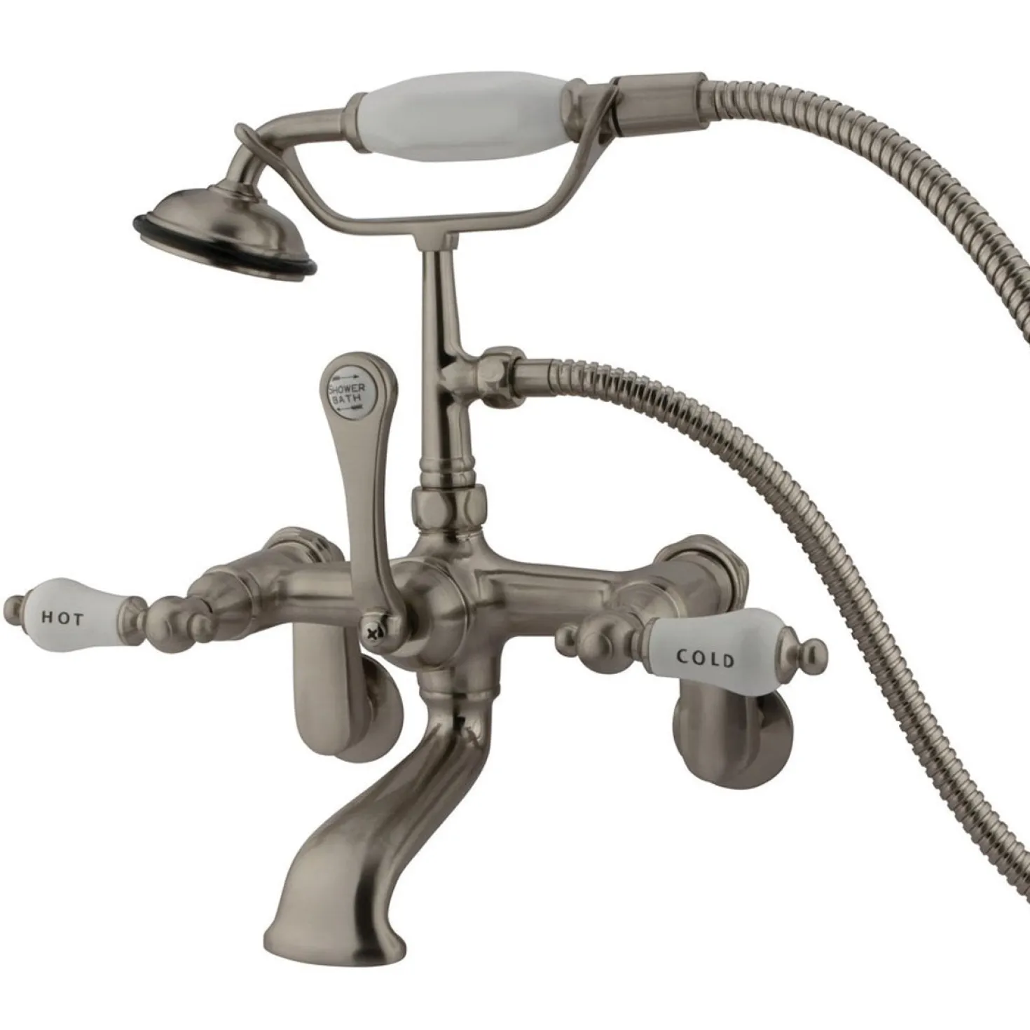 Kingston Brass Vintage Wall Mount Clawfoot Tub Filler Faucet with Hand Shower
