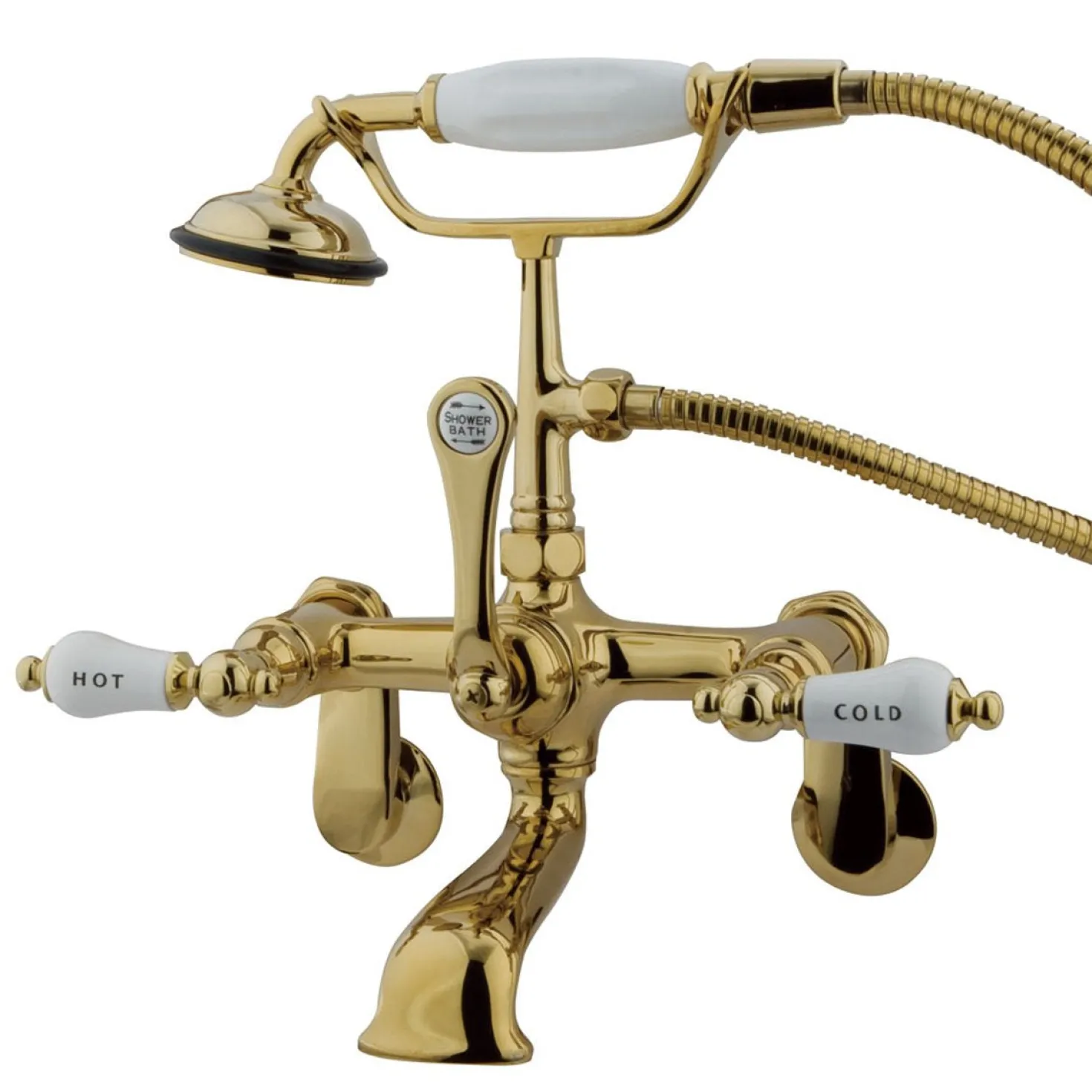 Kingston Brass Vintage Wall Mount Clawfoot Tub Filler Faucet with Hand Shower