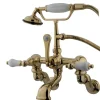 Kingston Brass Vintage Wall Mount Adjustable 3-3/8" - 10" Center Classic Clawfoot Tub Filler with Hand Shower