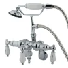 Kingston Brass Vintage Wall Mount Adjustable 3-3/8" - 9" Center Clawfoot Tub Filler with Hand Shower