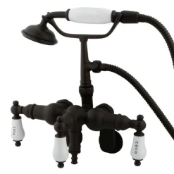 Kingston Brass Vintage Wall Mount Adjustable 3-3/8" - 9" Center Clawfoot Tub Filler with Hand Shower