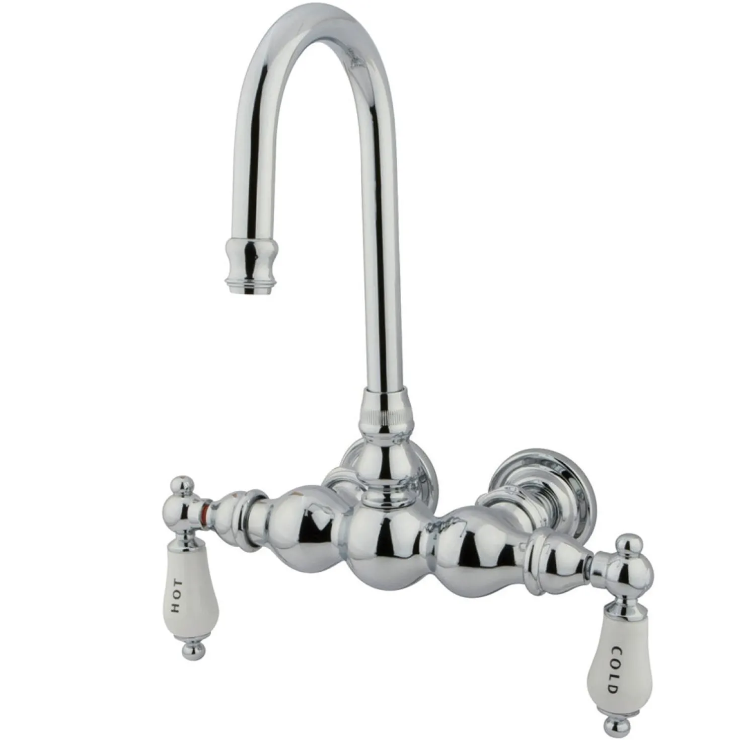 Kingston Brass Vintage Wall Mount Clawfoot Tub Filler Faucet with 3-3/8" Centers