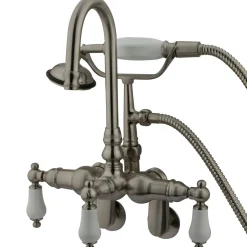 Kingston Brass Vintage Wall Mount 3-3/8" - 9" Adjustable Center Classic Clawfoot Tub Filler with Hand Shower