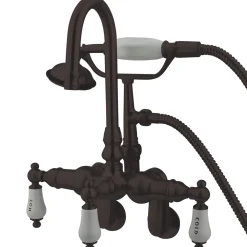 Kingston Brass Vintage Wall Mount 3-3/8" - 9" Adjustable Center Clawfoot Tub Filler with Hand Shower