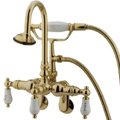 Kingston Brass Vintage Wall Mount 3-3/8" - 9" Adjustable Center Clawfoot Tub Filler with Hand Shower