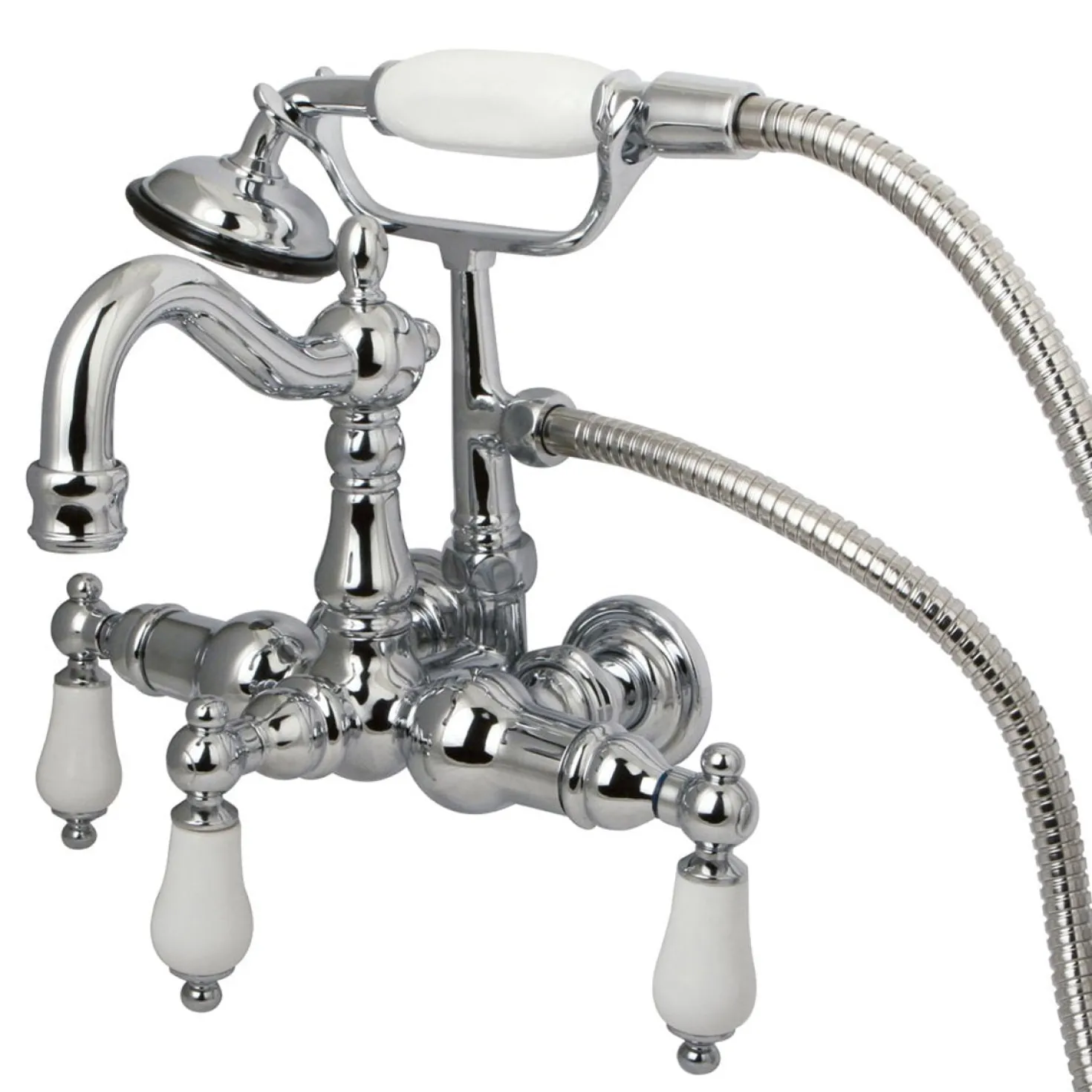 Kingston Brass Vintage Wall Mount Clawfoot Tub Filler with Hand Shower