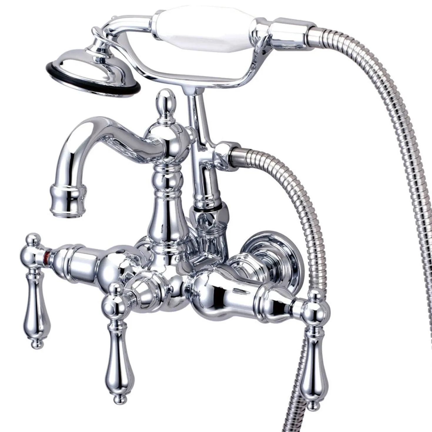 Kingston Brass Vintage 3-3/8" Wall Mount Clawfoot Tub Filler with Hand Shower