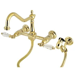 Kingston Brass Wall Mount 8" Centerset Kitchen Faucet with Brass Sprayer