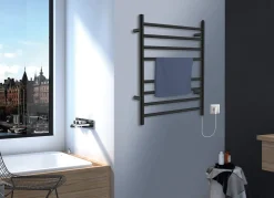 Kingston Brass Wall Mount Hardwired or Plug-In Towel Warmer in Matte Black