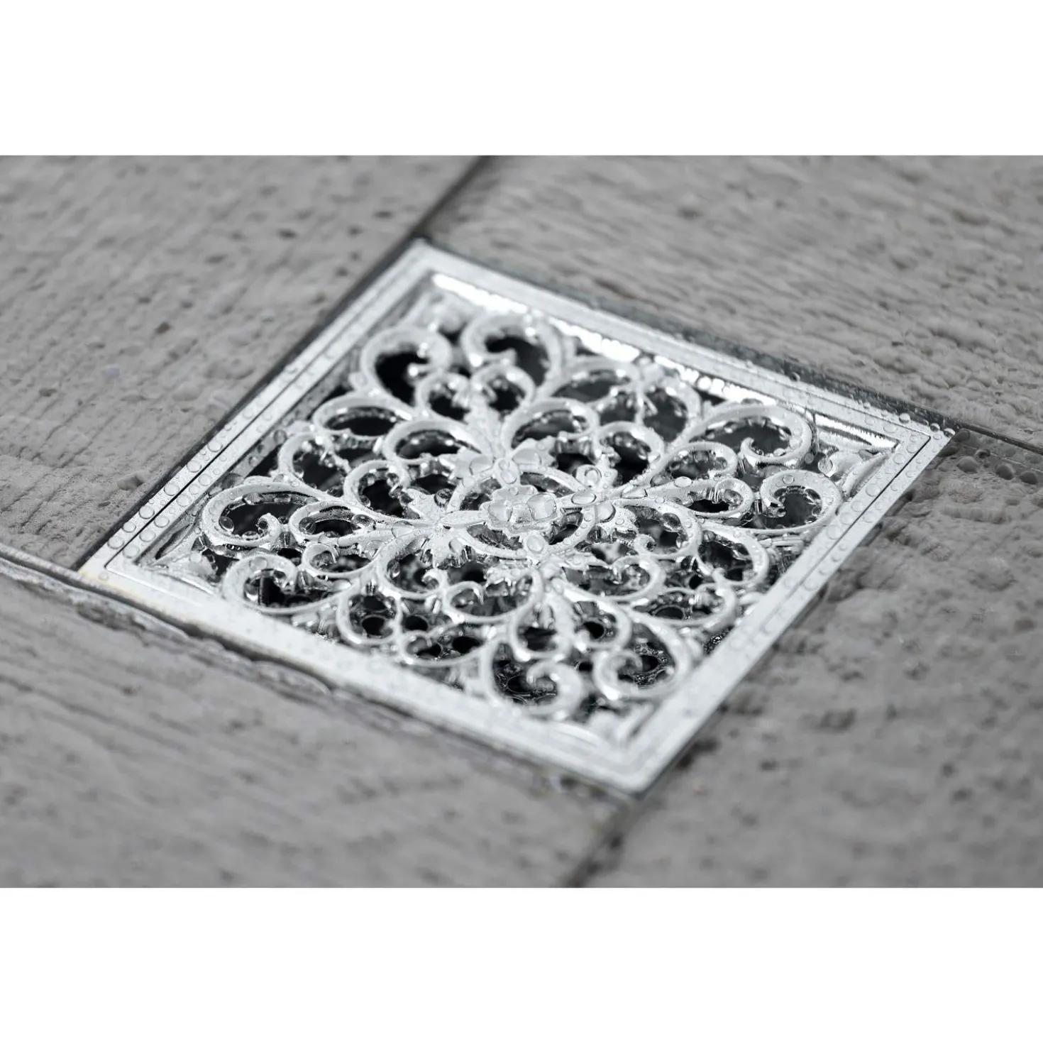 Kingston Brass Watercourse Scroll 4" Square Grid Shower Drain