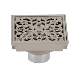 Kingston Brass Watercourse Scroll 4" Square Grid Shower Drain