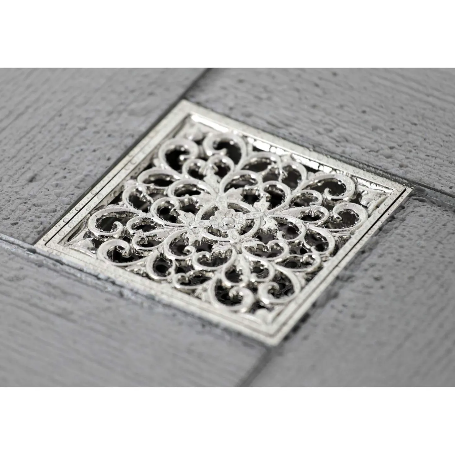 Kingston Brass Watercourse Scroll 4" Square Grid Shower Drain
