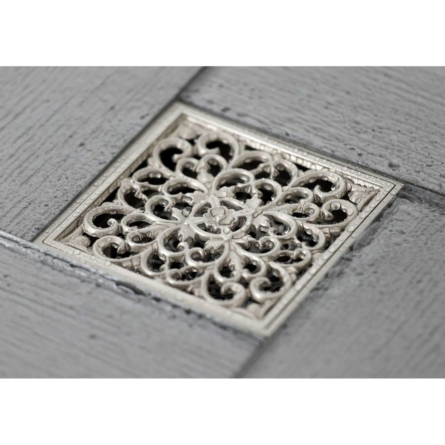Kingston Brass Watercourse Scroll 4" Square Grid Shower Drain