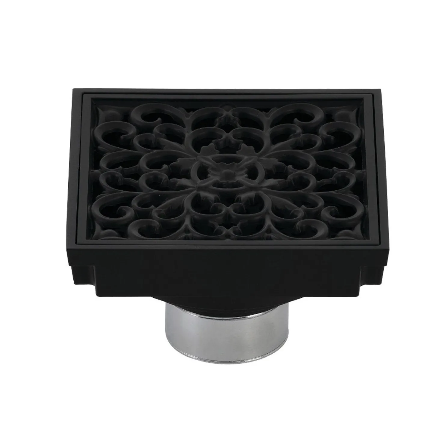 Kingston Brass Watercourse Scroll 4" Square Grid Shower Drain
