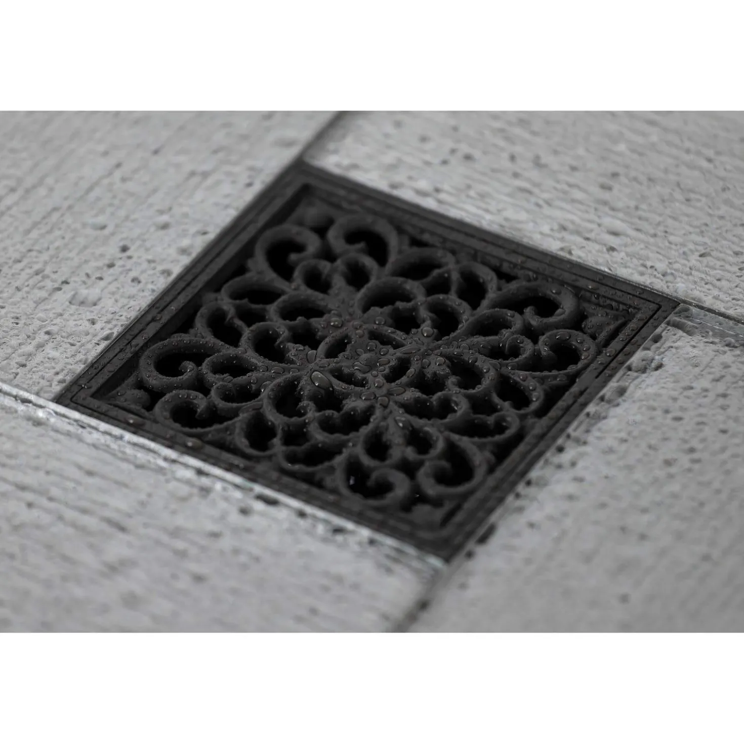 Kingston Brass Watercourse Scroll 4" Square Grid Shower Drain