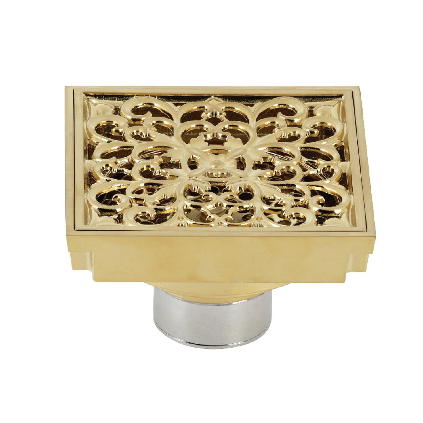 Kingston Brass Watercourse Scroll 4" Square Grid Shower Drain