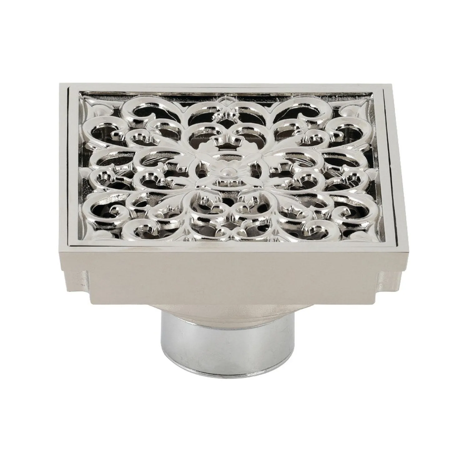 Kingston Brass Watercourse Scroll 4" Square Grid Shower Drain