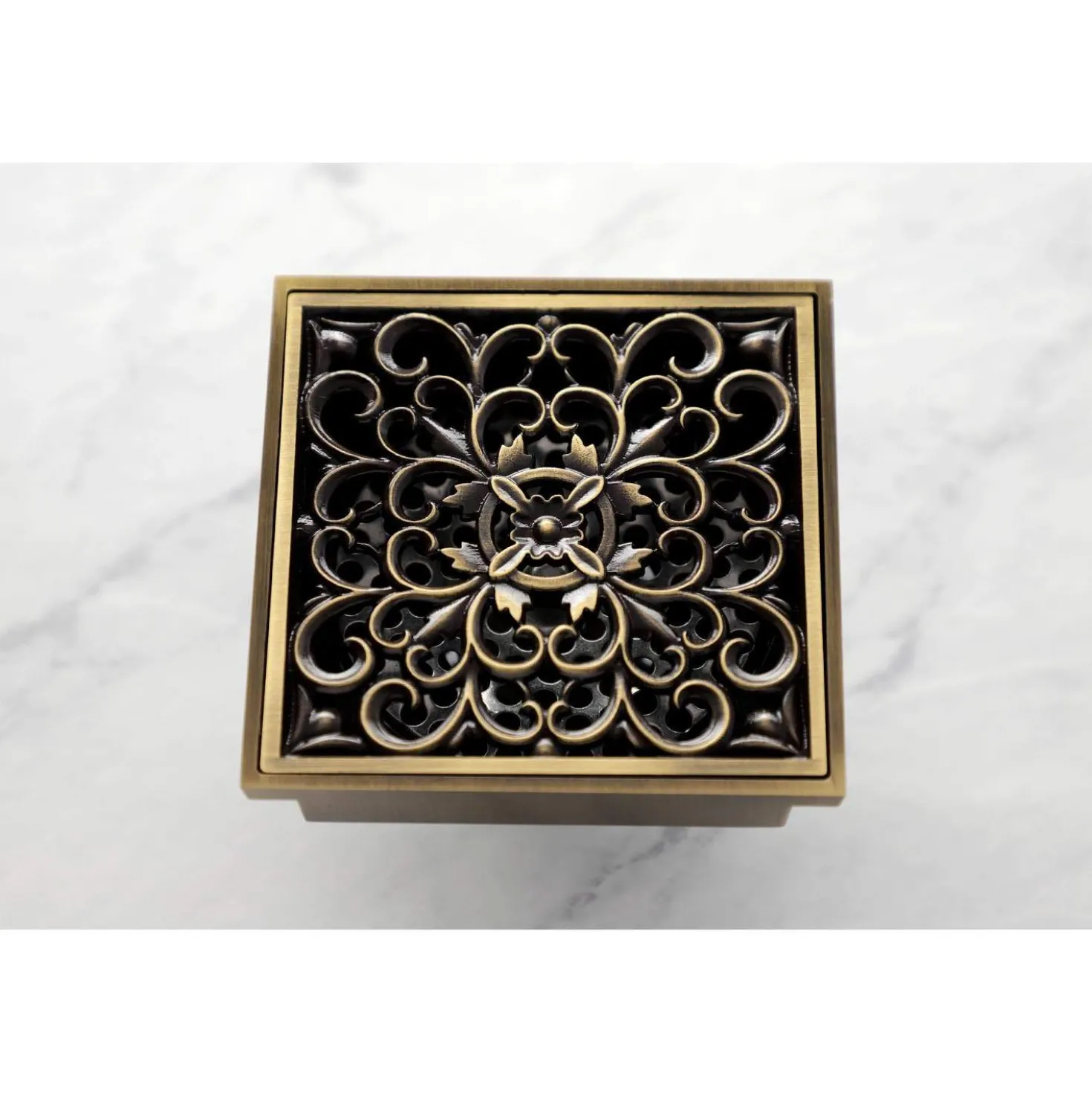 Kingston Brass Watercourse Scroll 4" Square Grid Shower Drain