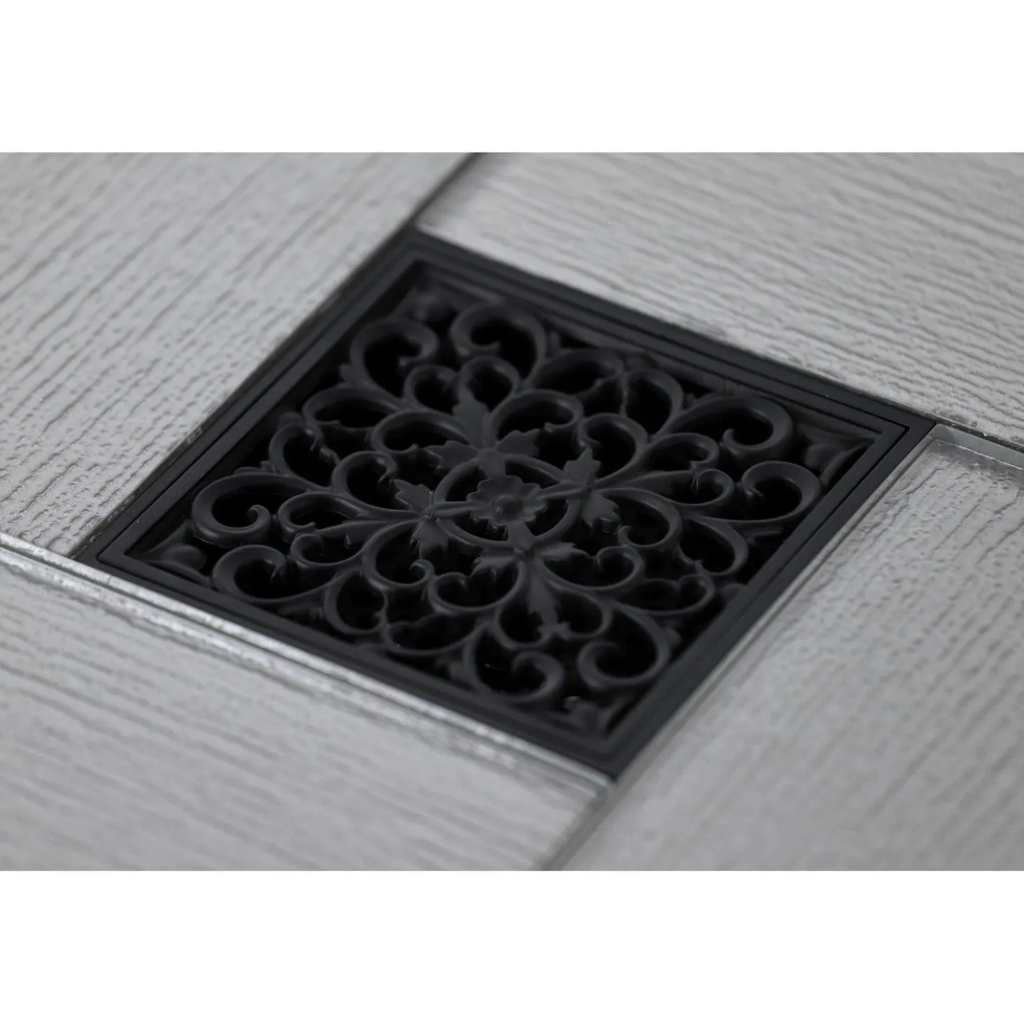 Kingston Brass Watercourse Scroll 4" Square Grid Shower Drain