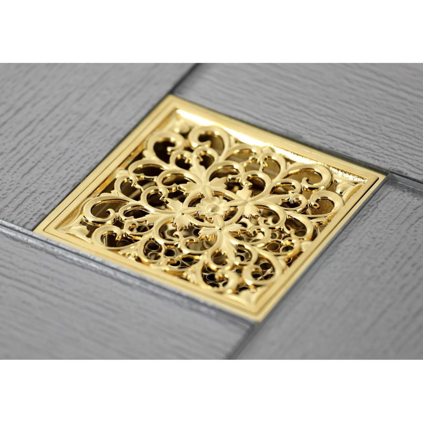 Kingston Brass Watercourse Scroll 4" Square Grid Shower Drain