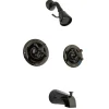 Kingston Brass Water Onyx NB660AX Twin Cross Handle Pressure Balanced Tub and Shower Faucet with Volume Control