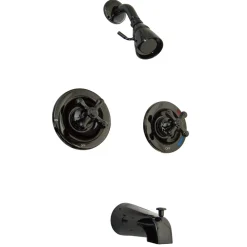 Kingston Brass Water Onyx NB660AX Twin Cross Handle Pressure Balanced Tub and Shower Faucet with Volume Control