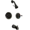 Kingston Brass Water Onyx NB660AL Twin Lever handle Pressure Balanced Tub and Shower Faucet with Volume Control