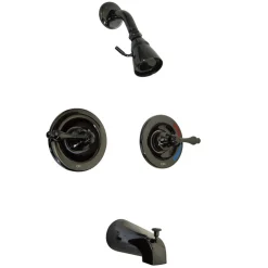 Kingston Brass Water Onyx NB660AL Twin Lever handle Pressure Balanced Tub and Shower Faucet with Volume Control