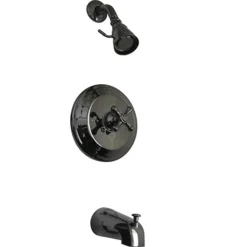 Kingston Brass Water Onyx NB3630AX Pressure Balanced Tub and Shower Faucet with Metal Cross Handle