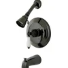 Kingston Brass Water Onyx NB3630PL Pressure Balanced Tub and Shower Faucet with Porcelain Lever Handle