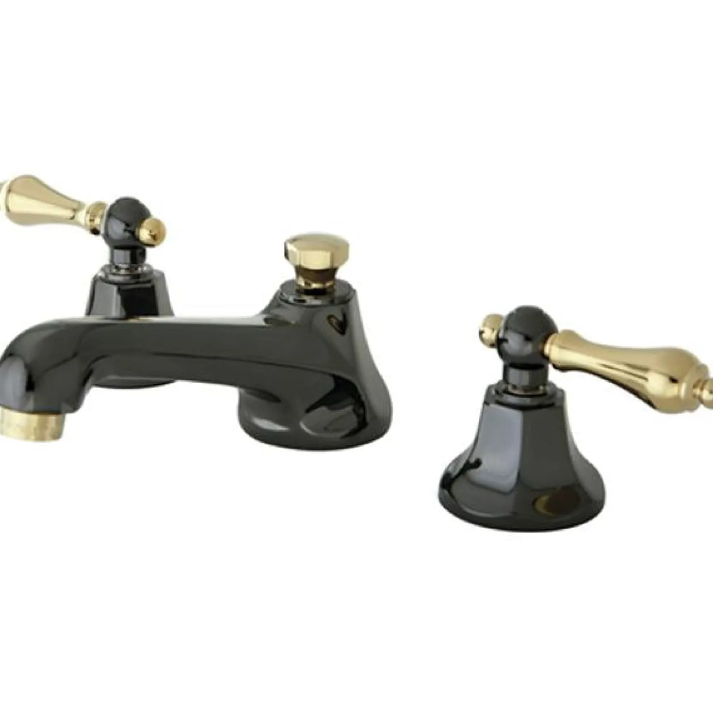 Kingston Brass Water Onyx 8" to 16" Widespread Three Hole Lavatory Faucet with Brass Pop-up Drain