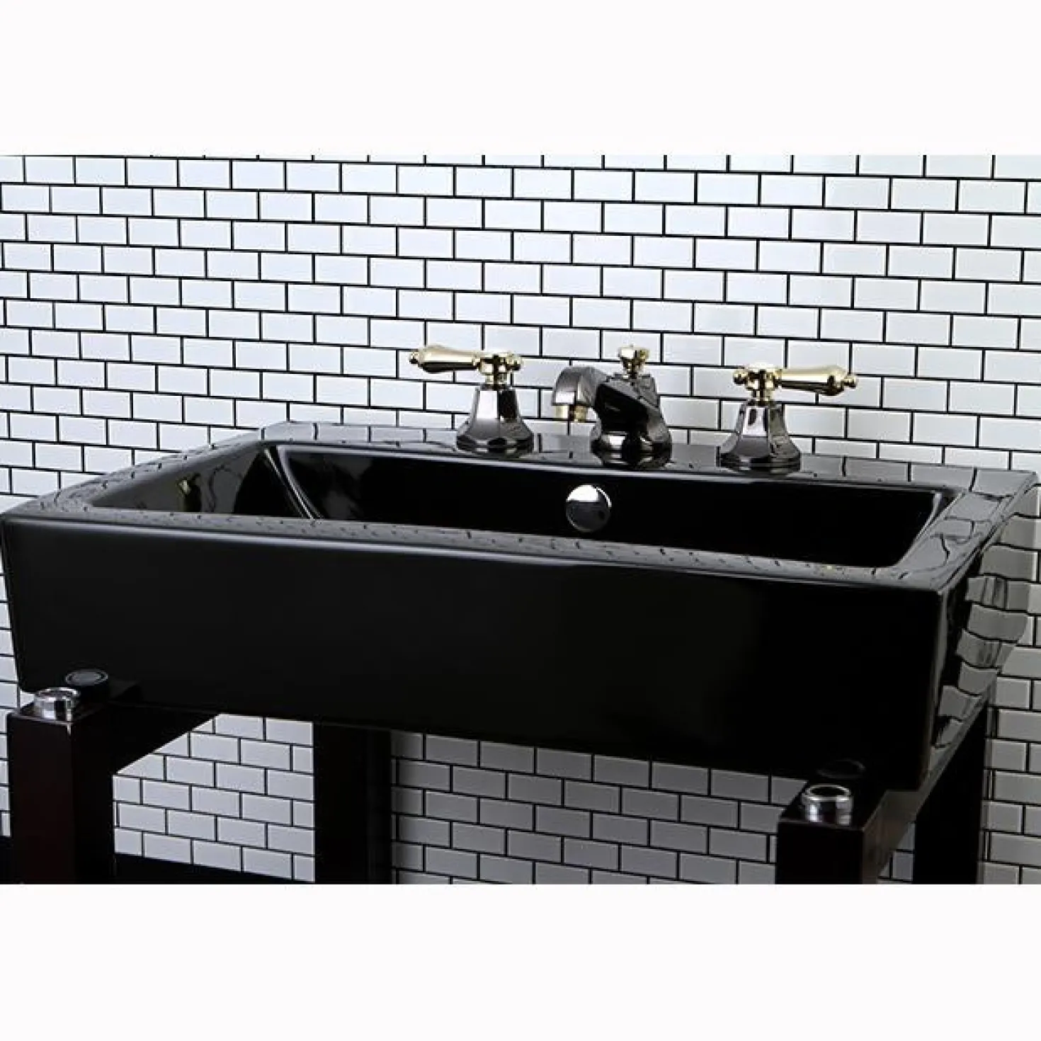 Kingston Brass Water Onyx Widespread Lavatory Faucet with Brass Pop-up Drain