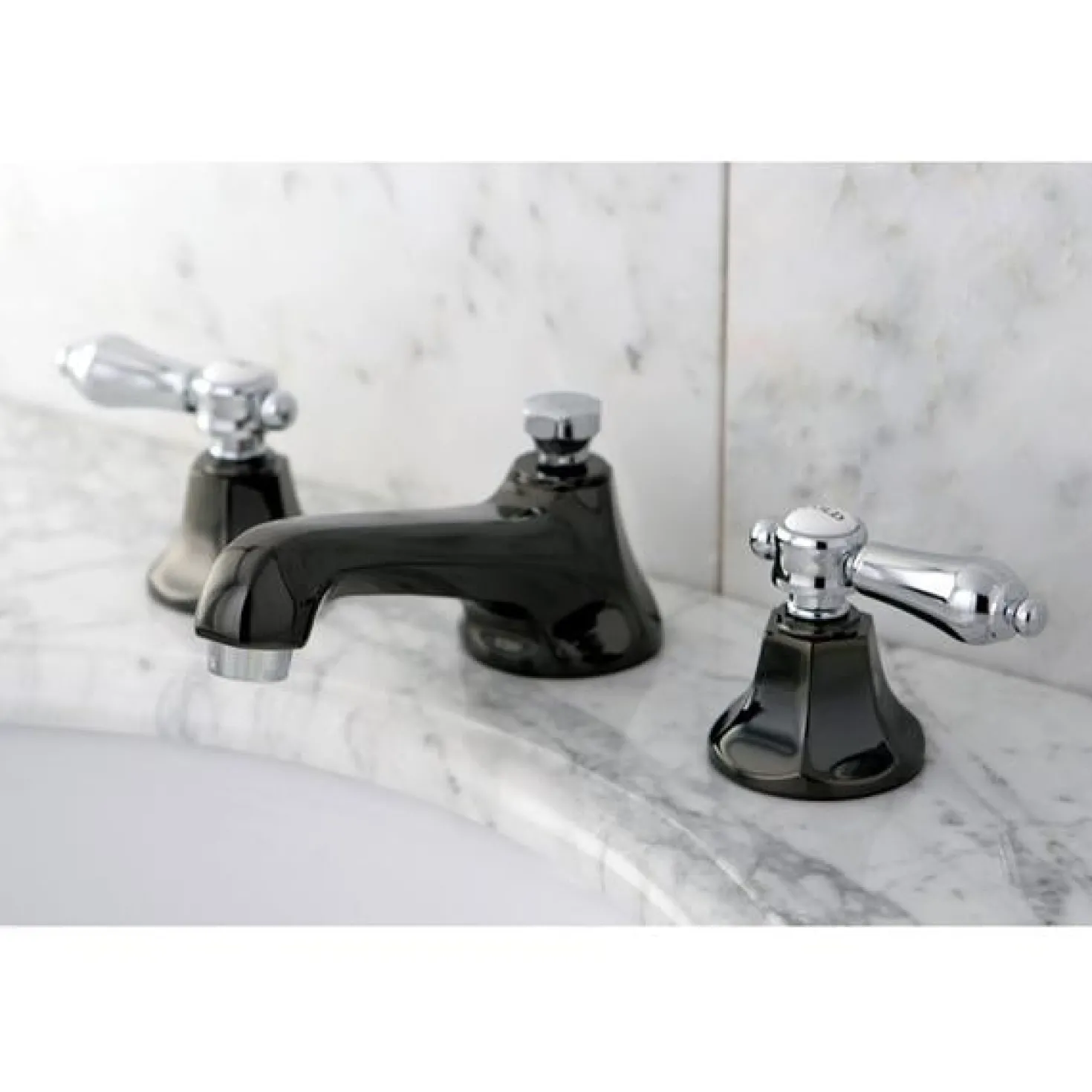 Kingston Brass Water Onyx Widespread Lavatory Faucet with Brass Pop-up Drain