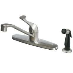 Kingston Brass Water Saving Chatham Centerset Kitchen Faucet with Single Lever Handle and Black Side Sprayer