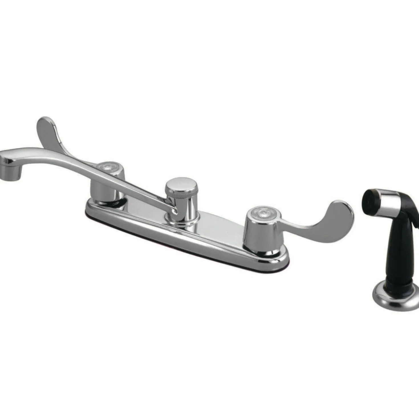 Kingston Brass Water Saving Magellan Centerset Kitchen Faucet with Blade Handles and Sprayer