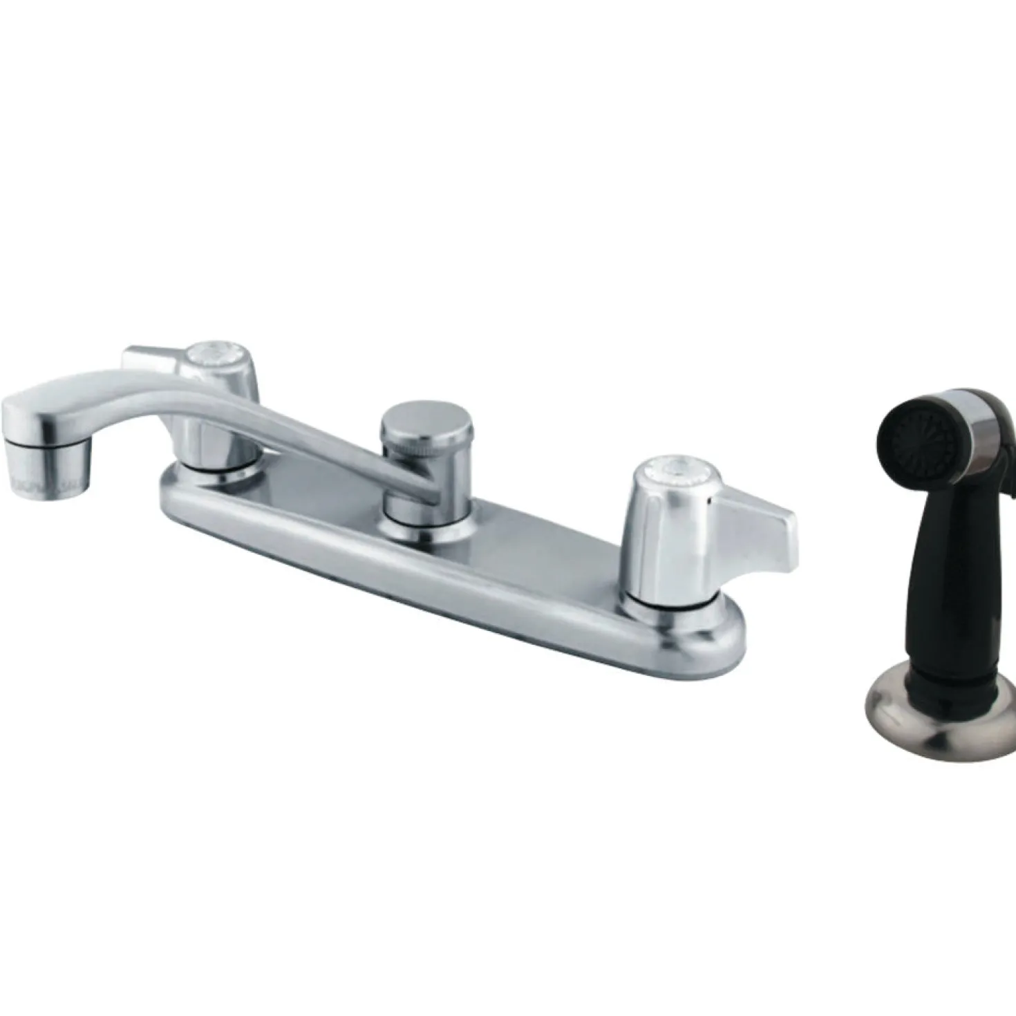 Kingston Brass Water Saving Magellan Centerset Kitchen Faucet with Canopy Handles and Side Sprayer