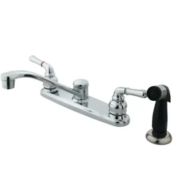 Kingston Brass Water Saving Magellan Centerset Kitchen Faucet with Lever Handles and Sprayer