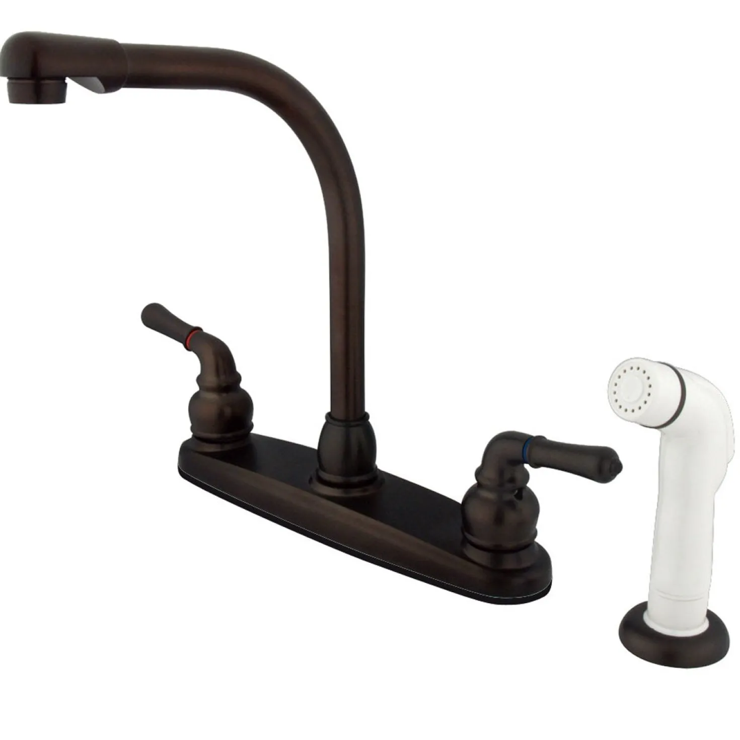 Kingston Brass Water Saving Magellan Centerset Kitchen Faucet with White Side Sprayer