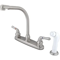Kingston Brass Water Saving Magellan Centerset Kitchen Faucet with White Side Sprayer