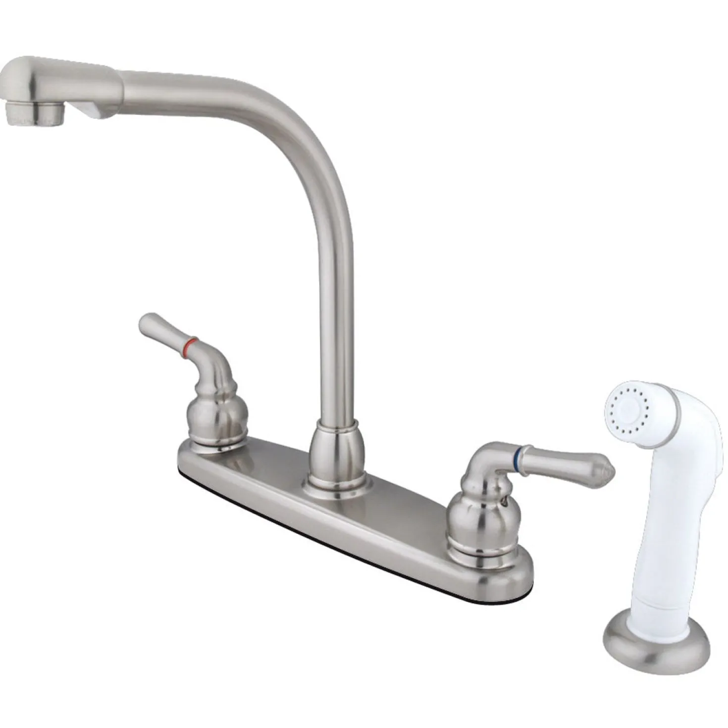 Kingston Brass Water Saving Magellan Centerset Kitchen Faucet with White Side Sprayer