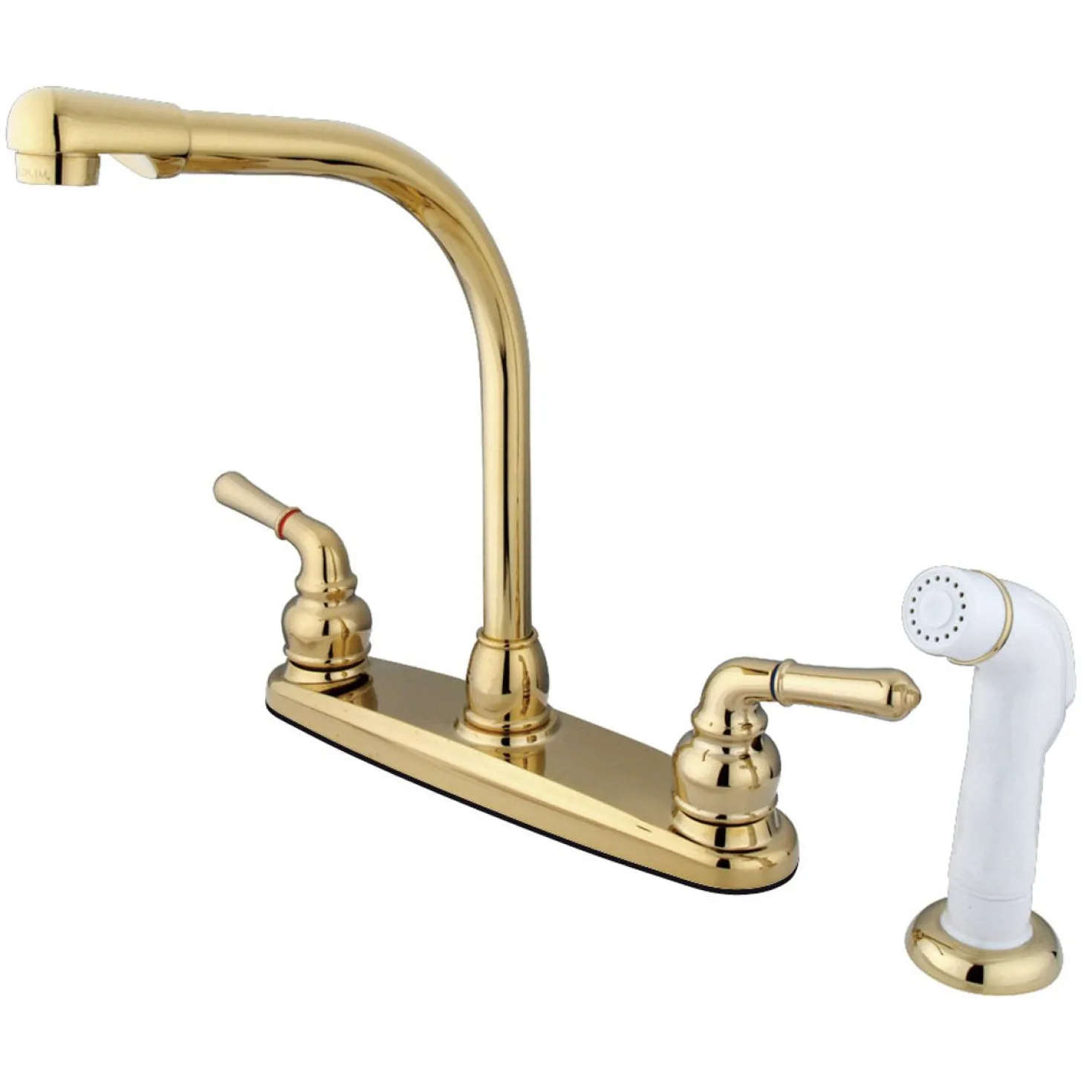 Kingston Brass Water Saving Magellan Centerset Kitchen Faucet with White Side Sprayer