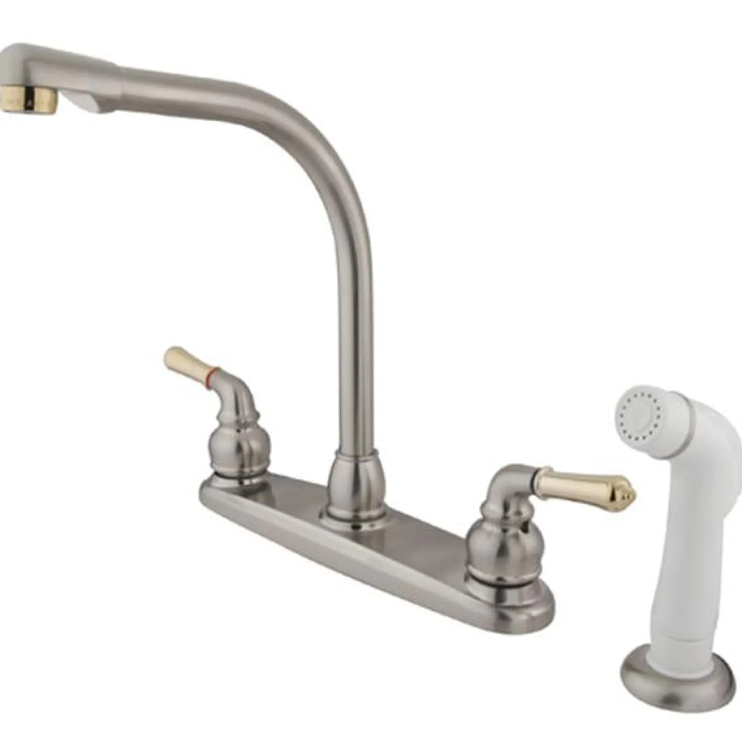 Kingston Brass Water Saving Magellan Centerset Kitchen Faucet with White Side Sprayer