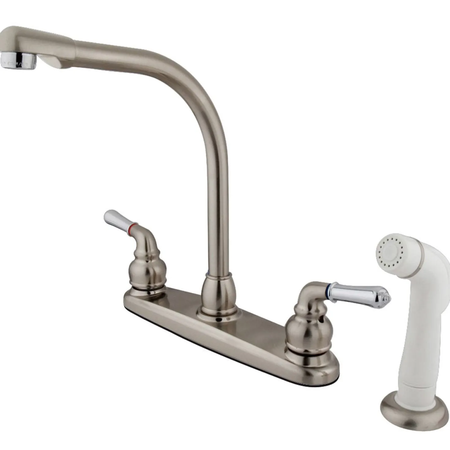 Kingston Brass Water Saving Magellan Centerset Kitchen Faucet with White Side Sprayer