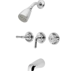 Kingston Brass Water Saving Magellan 3-Handle Tub and Shower Faucet with Water Savings Showerhead