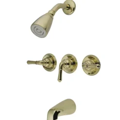 Kingston Brass Water Saving Magellan 3-Handle Tub and Shower Faucet with Water Savings Showerhead