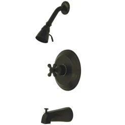 Kingston Brass Water Saving Restoration Tub and Shower Faucet with Cross Handles
