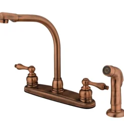 Kingston Brass Water Saving Victorian High Arch Kitchen Faucet with Sprayer and Lever Handles