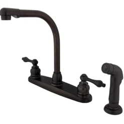 Kingston Brass Water Saving Victorian High Arch Kitchen Faucet with Sprayer and Lever Handles